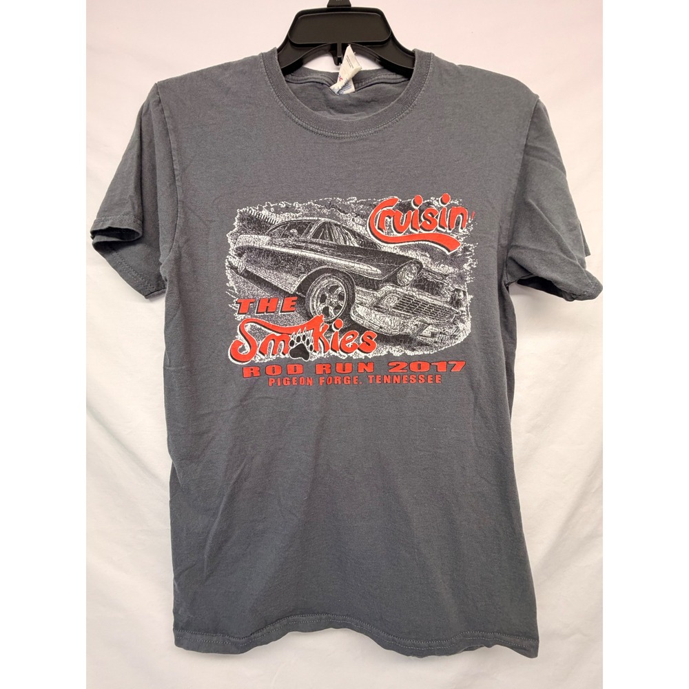 Vintage Cruisin The Smokies Rod Run 2017 Pigeon Forge T-Shirt Gray Mens Small